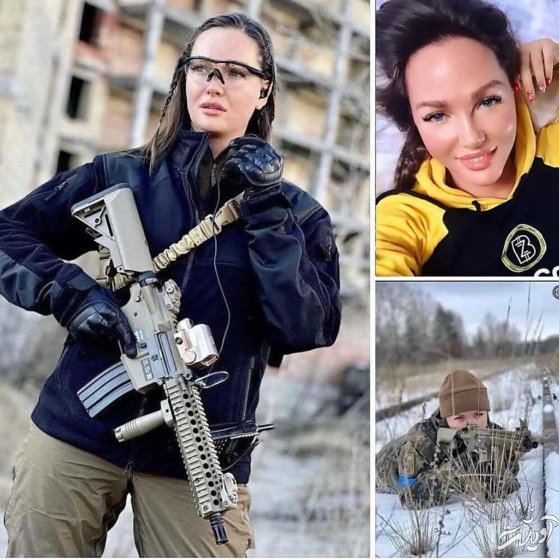 تصویر - مدلی که در اوکراین تفنگ به دست شد